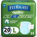FitRight Adult Diapers, Ultra Heavy Absorbency, L (Waist Size 44in-56in), 20 Count, OptiFit Incontinence Briefs for Men and Women, Disposable, Moisture-Wicking, Leak Protection,