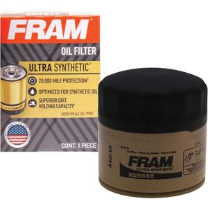 FRAM Ultra Synthetic Automotive Replacement Oil Filter, Designed for Synthetic Oil Changes Lasting up to 20k Miles, XG9688 with SureGrip (Pack of 1)
