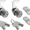2 Pack Toolbox Lock 5/8" Tubular Cam Replacement Lock Hook Cam Keyed Alike with 4 Keys