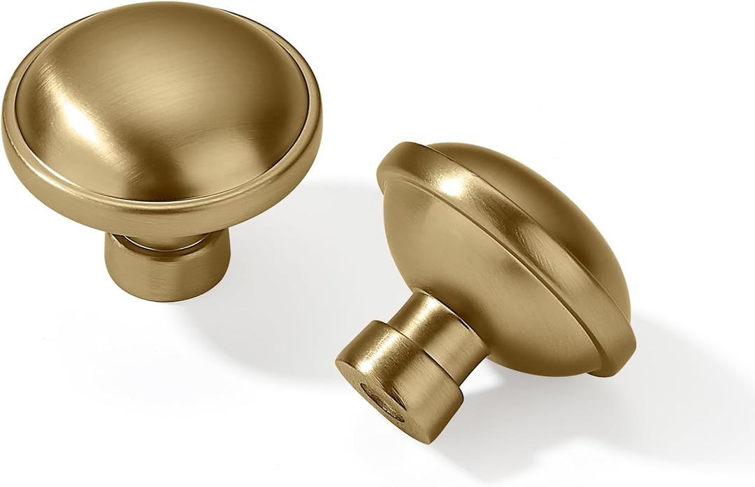 khtumeware 25 Pack Drawer Pulls 1-1/4 Inch Kitchen Cabinet Knobs Solid Round Dresser Drawer Knobs Champagne Bronze Dresser Knobs Drawer Knobs Brass Cabinet Hardware for Cupboard Drawer Pulls
