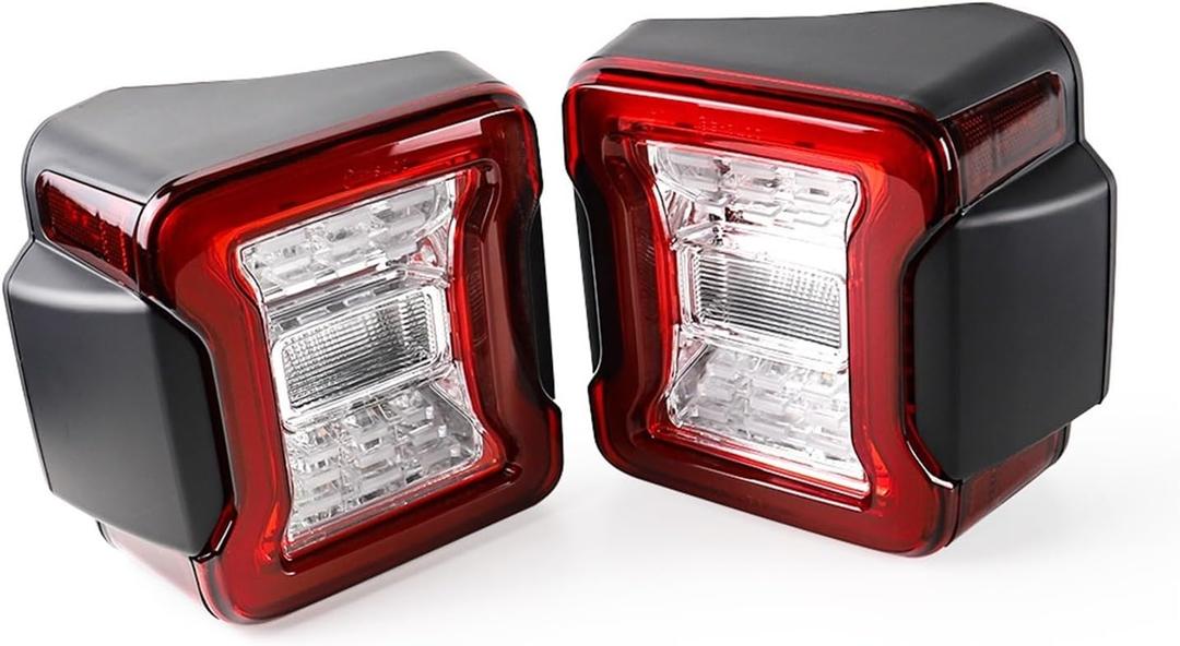 Car Rear Brake Reverse Light Daytime Running Lights LED Tail Light Assembly Compatible With Jeep Wrangler JK 2007-2017(USA Clear)