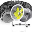 MDAFGVU 8-Inch Exhaust Fan Utility Blower - 2500 RPM High Velocity Portable Ventilator with 16 ft/5m Duct Hose for Paint Booth, Industrial Basement & Chicken Houses Ventilation