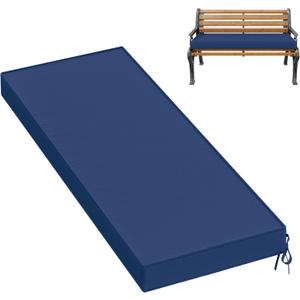 Premium Outdoor Bench Cushions for Patio Furniture 3.5inches Memory Foam Bench Cushion Waterproof Fade Resistant Porch Swing Cushions with Straps 4818 Inch Blue