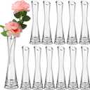 12 Pcs Glass Bud Vases for Centerpieces, 7.87 Inch Maria Bud Vase Clear Slant Vase Small Skinny Decorative Slim Single Flower Vase for Wedding Party Event Home Office Decoration
