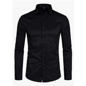 DELCARINO Men's Long Sleeve Button Up Shirts Solid Slim Fit Casual Business Formal Dress Shirt Large