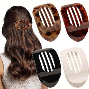 4 PCS Flat Hair Clips,Non-slip Flat Claw Clip Strong Grip Hair Claw Clips Hair Barrettes for Women Girls Thick Hair (Color 1)