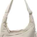 Crescent Crossbody Bags for Women Nylon Slouchy Sling Hobo Bag,Spacious Dumpling Shoulder Handbag Cross Body Purses (1-beige)