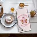 2 x Coquette Pink Bow Coffee Kitchen Towels, Coffee Lover Gifts Dish Tea Towels for Kitchen Decor, Preppy Girly Beverages Hand Towel for Bar Station, 16x24 Inch