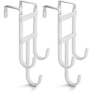 Over the Door Hooks, 2 Pack Heavy Duty Triple-Hook Door Hanger Hooks with Non-Slip Rubber, Waterproof Over Door Hanger for Towels, Coats, Bags & Robes, Space Saving for Living Room,Bathroom, Bedroom