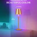 2-Pack Gold RGB Cordless Table Lamp, 5200mAh RGB 8 Modes & Touch Control Rechargeable Battery Desk Lamp, IP54 Waterproof Outdoor Table lamp for Bedroom/Outdoor/Restaurant/Camping/Bars(Gold)