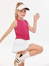 Haloumoning Girls Athletic Tank Tops Kids Racerback Sleeveless Workout Running Sports Shirts 514 Years Rose Red 150