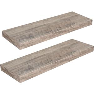 HOOBRO Floating Shelves for Wall, Wall Mounted Shelf Set of 2, 23.6" Hanging Shelf with Invisible Brackets, for Wall in Bathroom, Bedroom, Toilet, Kitchen, Living Room, Office, Greige BG60BJ01G1