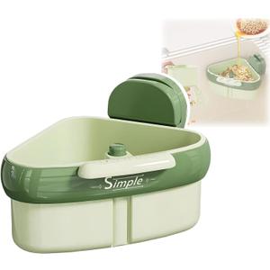 Corner Sink Strainer,Suction Cup Sink Corner Rack Strainer,Automatic Dumping Sink Strainer Basket,Faucet Sponge Storage Rack,Corner Sink Trash Catcher for Food Waste (Green)