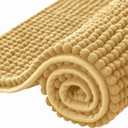 SUBRTEX Bathroom Rugs Chenille Bath Rug, Soft Short Plush Bath Mat, Water Absorbent Shower Mat, Quick Dry Machine Washable(Yellow, 18" x 24")