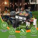 Grill Tables for Outside, Blackstone Griddle Stand with Trash Holder - Fit 17 or 22 Other Tabletop Grill, Folding Portable Ninja Grill Stand& Blackstone Table for Outdoor Tailgate, Camping