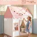 Little Dove Kids Play Tent with Mat, Star Lights, Tassel Garland, Kids Playhouse with Windows Easy to Wash, Play Tents for Indoor and Outdoor Use, Toys for Girls, Boys, Birthday Gift, Pink, Medium Size