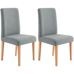 uxcell 2 Pcs Bar Stool Covers, Stretch Counter Stool Chair Covers with Backs for 14-19 Inch Kitchen Chair Dining Room, Plaid Jacquard Barstool Slipcovers with Elastic Band, Grey