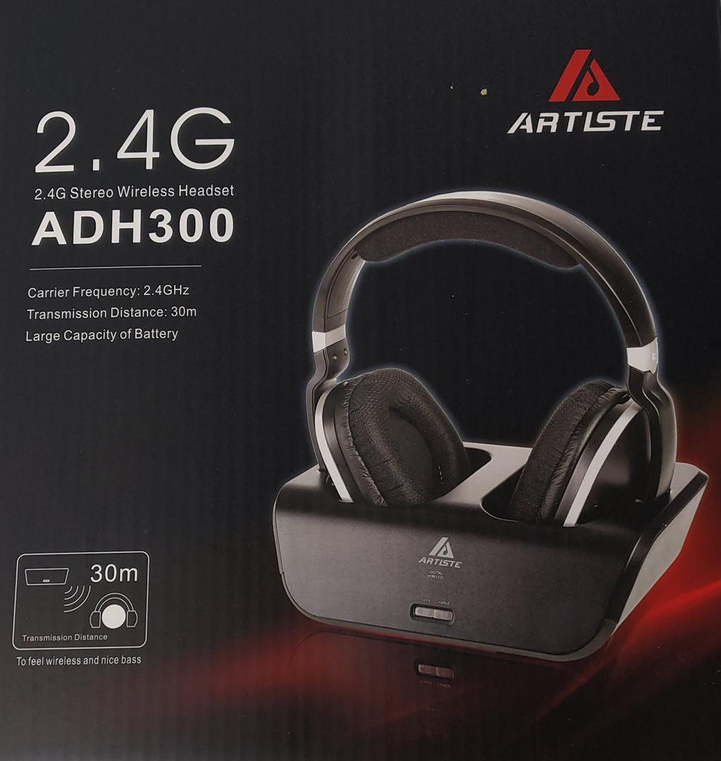 Artiste ADH300 2.4GHz Wi-Fi Digital Stereo TV Headphones with Charging Dock - Black