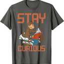 Stay Curious Monkey Reading Funny Book Lover Bookworm Kids T-Shirt Size S
