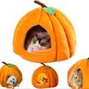 2025 Pumpkin Cat House, Cute Pumpkin Shape Cat Cave, Cozy Washable Pumpkin Cave Tent Pumpkin Cat Bed with Removable Cushion for Indoor Cats & Small Dogs, 2026 New Pumpkin Cat Bed