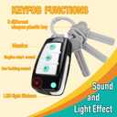 Car Key Playset, Remote Car Key Toy with Light and Sounds, Pretend Play Keys with Cards for Boys and Girls, Travel Toys for Toddlers, Babies (Black)