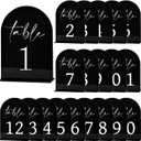 Arch Wedding Table Numbers 1-20 with Stands - Double-Sided Printed 5 x 7 Arch Acrylic Signs with Holder, Black Acrylic Table Numbers for Wedding Receptions, Parties, Anniversaries, Events