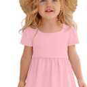 Toddler Girls Peplum Flowy Shirts | Baby Top, Kid, Short Sleeve, Square Neck, Babydoll, Tunic, Ruffle Hem, 18M-5T, Summer, Casual, Preschool, Kindergarten, Play