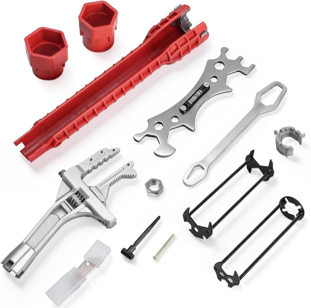9 Pcs Universal Basin Wrench Set, 2026 Upgraded Professional Sink Wrench Faucet Tool for Tight Spaces,Plumbers Faucet Wrench for Undermount Sink,Multifunctional Plumbing Tool