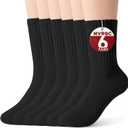 Crew Socks for Women & Men, 6 Pair Cute Cotton Casual Calf Socks Breathable Soft Above Ankle Socks, Size 5-10 (Black)