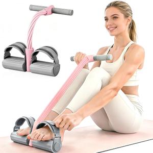 Adjustable Ankle Strap Resistance Band with Handle, Upgraded 6 Tube Manual Tension Training Pedal, Natural Rubber Foot Resistance Band, Fits All Foot Sizes and Weights