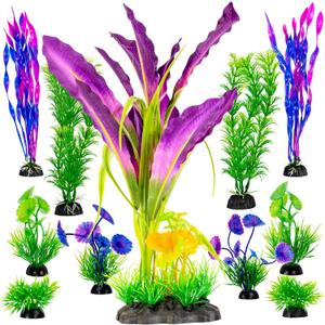 UNEAK Aquarium Plastic Plant Fish Tank XXL Decorations Medium/Large Resin Artificial Plants Flower Ornament Beta Goldfish Decoration Ornaments Freshwater & Saltwater Dcor (Mix)