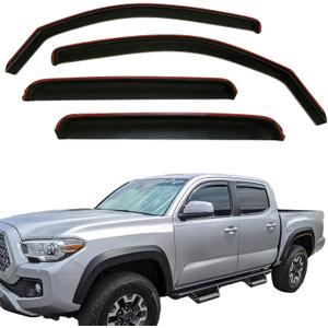 in-Channel Window Visors Rain Deflectors for 2005-2015 Toyota Tacoma Double Cab,4-Piece Smoke Tinted Rain Guards,UV-Resistant ABS,No Drill Installation,Reduced Wind Noise & Rain Protection