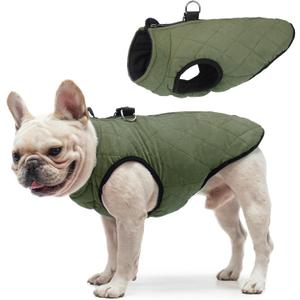 SCENEREAL Winter Dog Vest Coat with Built-in Harness, Warm Puppy Jacket for Small & Medium Dogs, Cold Weather Coat with Zipper, Fleece Puffer Vest Windproof Snow Clothes
