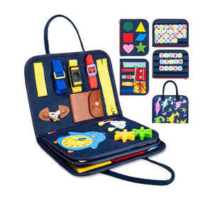 Gameporium Montessori Busy Board for Toddlers, DinosaurThemed Sensory Toy, Educational Airplane Travel Essentials Activity Book for Boys and Girls