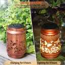 2 Pack Solar Butterfly Lanterns Outdoor Hanging Decor Lantern,Waterproof Hollow Out Retro Metal Decorative Garden Light,Graceful Decoration for Patio,Yard,Landscape,Festival