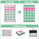 Lahome Waterproof Outdoor Patio Rug 9x12, Reversible Large Outdoor Rug for Patios, Camping Rugs for RV Backyard Deck Picnic Beach Trailer (Pink/Green, 9' x 12')
