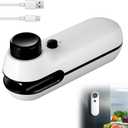 Mini Bag Sealer, Handheld Heat Vacuum Sealer, Upgraded 2 IN 1 Heat Sealer & Cutter USB Rechargeable, Portable Resealer Machine Kitchen Gadget for Plastic Bag Chip Bag Food Snack Storage (White)