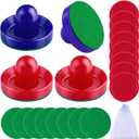 URATOT Air Hockey Accessories - Pushers, Pucks & Paddles (4 Pushers, 8 Red Pucks, 8 Green Pads) (Red, Royal Blue)
