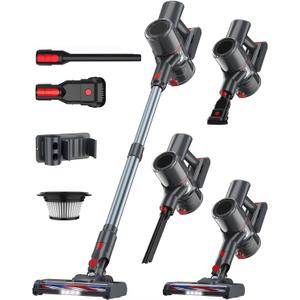 Cordless Vacuum Cleaner, 45KPA Powerful Suction, 35 Mins Runtime Vacuum Cleaners for Home, Stick Vacuum Self-Standing, Wall Mount Charging, 3 Mode Handheld Vacuum for Pet Hair/Carpet/Floor