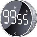 AVINIA Digital Kitchen Timers, Visual timers Large LED Display Magnetic Countdown Countup Timer for Classroom Cooking Fitness Baking Studying Teaching, Easy for Kids and Seniors Silver