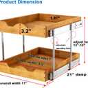DINDON 2 Tier Pull Out Cabinet Organizer (11" W x 21" D) Double Tier Slide Out Wood Drawer Under Cabinet Storage And Organization