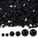 280PCS No Hole Pearl Beads for Vases Filler,8mm 14mm 20mm Mixed Size Round Black Floating Pearls for Centerpieces Vases, Brushes Holder, Wedding Party Decoration and Candles Centerpiece (Black)