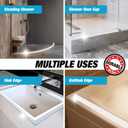 Shower Threshold Water Dam Barrier 40" - White Collapsible Shower Water Blocker - Guard for Walk in Shower - Water Guard Stopper for Floor - Shower Door Water Blocker - Triangular - By Hippo Dam