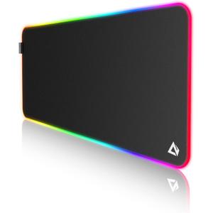 EASEMO Gaming Mouse Pad, RGB Mouse Mat XXL Large (35.4 x 15.75 in) with 7 LED Colors 11 Lighting Modes Waterproof Fabric Surface Non-Slip Rubber Base for PC Laptop Keyboard (35.4L x 15.8W inches)