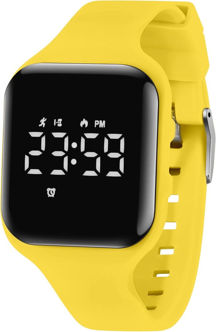 Kids Watches for Girls Boys Digital Sport Watch with Step Counter Pedometer Vibration Alarm Clock, No App Waterproof Fitness Tracker Kids Watch Boys Girls Teens Students Ages 5-16 (011-E-Yellow)
