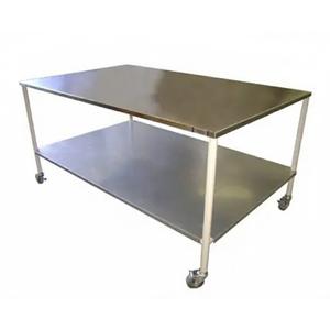 EduraStell Stainless Steel Mobile Prep Table with Powder-Coated Mild Steel Frame 6F x 3'9F