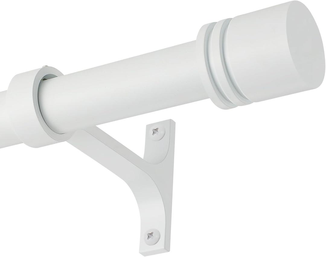 Curtain Rods for Windows 28 to 56 Inches, Vimayta 1 Inch Adjustable Heavy Duty Drapery Rod with Aluminum Alloy Finials and Brackets for Living Room, Bedroom, Kitchen, Patio, Sliding Door, Matte White