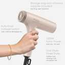 TOME Dual Voltage Travel Hair Dryer, Foldable Blow Dryer, DC Motor, 1200W Fast Drying, Cool Shot, 3 Heat 3 Speed, Nozzle, Diffuser, Air-Powered Wrap Wands, 120–240V Universal Adapter Red (Pink)