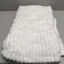 Cream White Fleece Throw Blanket 5060 for Couch Sofa Bed, Super Soft Cozy Plush Microfiber Flannel Blanket with Stripes Design Lightweight for Adults, Woman, Girls