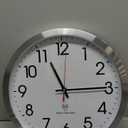 Atomic Analog Wall Clock, 14Inch Radio Controlled Sets Automatically Wall Clock, Aluminum Frame WallClock for Home School Office (White)